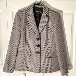 Evan Picone Black & White Geometric Patterned Jacket Size 10